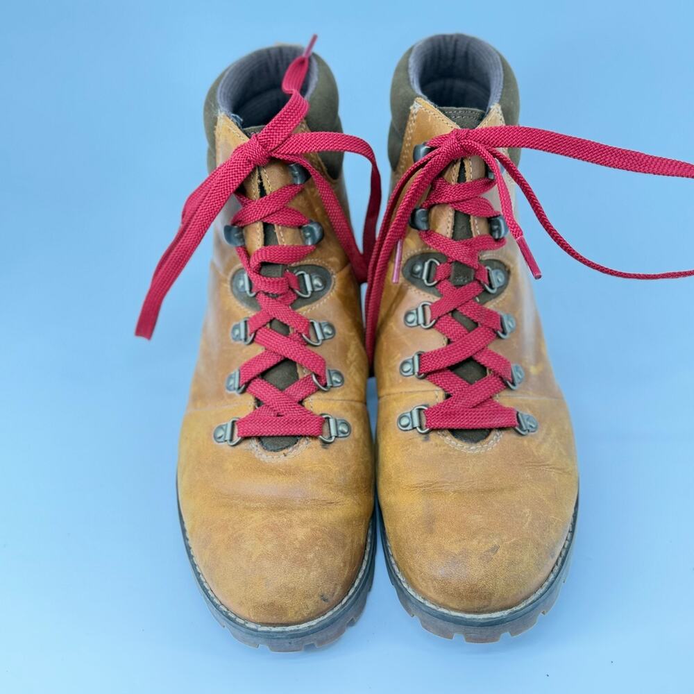 Timberland Ellendale Womens 9‎ Brown Leather Hiker Boot Red Lace OrthoLite